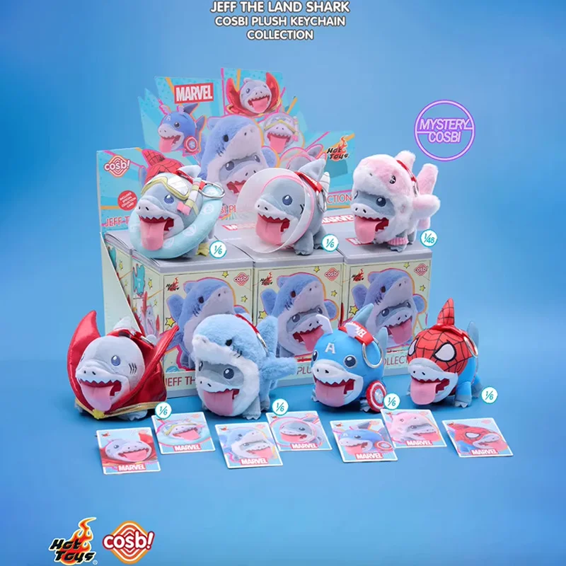 

Hot Toys Cosbi Jeff The Land Shark Blind Box Mini Plush Collectible Figure Model Plush Keychain Backpack Charm Pendant Fans Gift