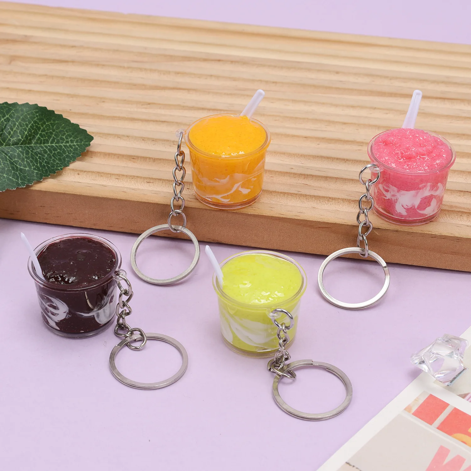 Mini Slush Cup Smoothie Juice Yogurt Cup Miniature Realistic Drink Model Keychain Food Simulation Pendant Home Decor Decoration
