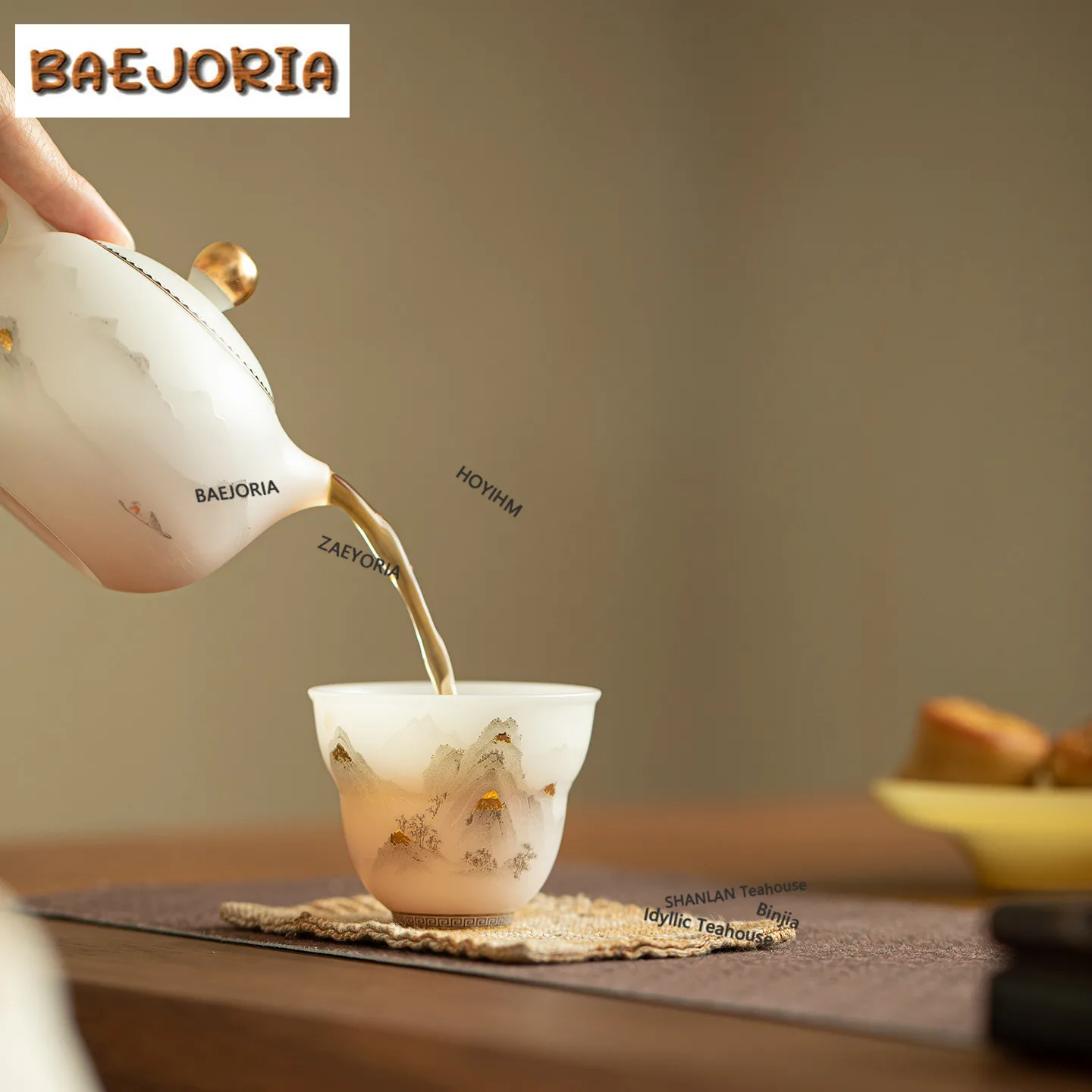 BAEJORIA 70ml Ice Seed Biscuiting Gold Drawing Teacup Boutique Tea Bowl Cute Cup Tea-tasting Smelling Cup Jianzhan Master Cups