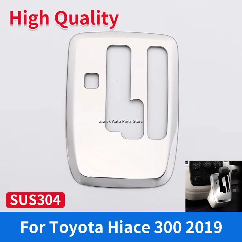 

High Quality Stainless Steel Chrome Car Styling Internal Accessories Shift Gear Panel Knob Trim Cover for Toyota Hiace 300 2019