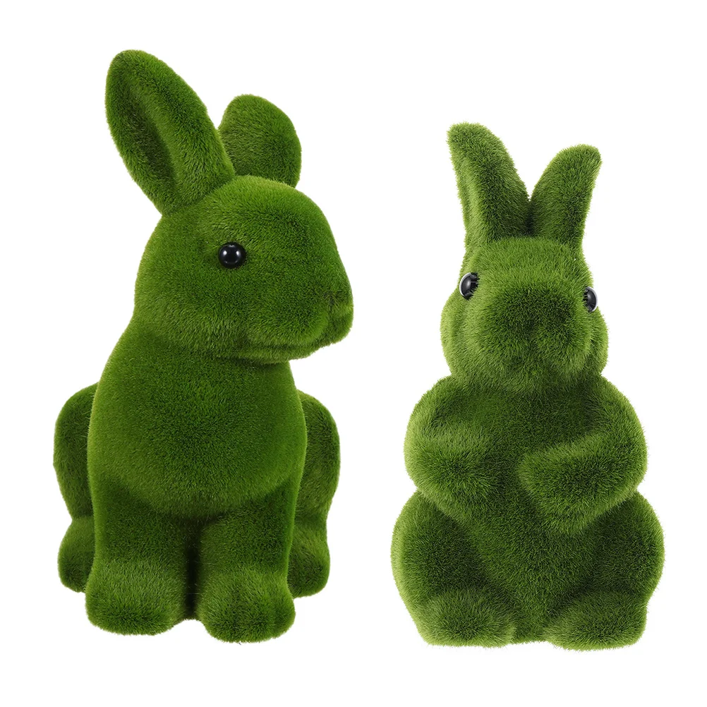 

2Pcs Easter Rabbit Sculpture Cute Animal Decor for Garden Outdoor Indoor Home Desk Bonsai Wedding Event Spring Holiday Party