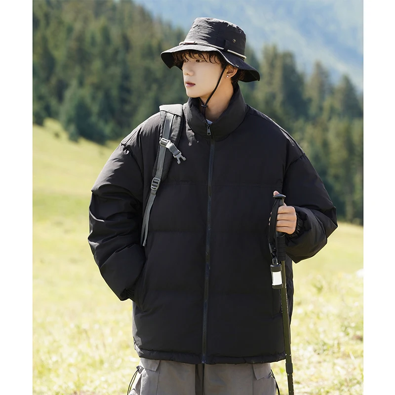 2024 autumn and winter new stand collar without hat solid color warm down jacket