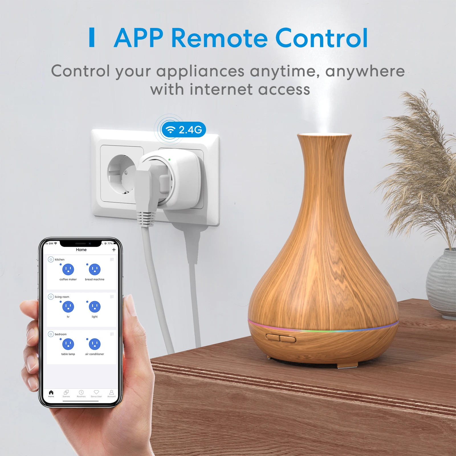 Meross colokan Cerdas WiFi 10A, soket listrik Outlet EU dengan fungsi Timer mendukung HomeKit Alexa Google Assistant barang cerdas