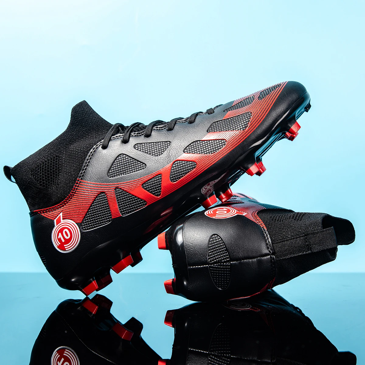 

New high-top football shoes with TF studs and FG long studs, designed for both men and women, featuring durability. sneakers men