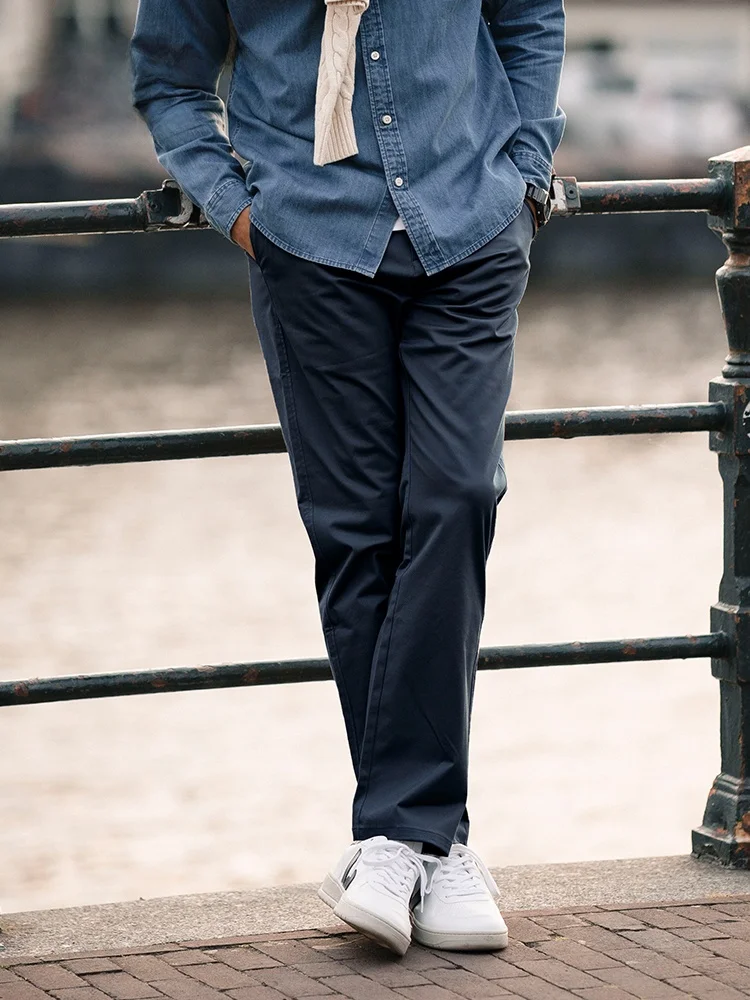 

Брюки Simwood Basic прямого кроя, повседневные, мужские, однотонные, эластичные, молодежные, весна-осень, хлопок 97%, спандекс 3%, длинные брюки