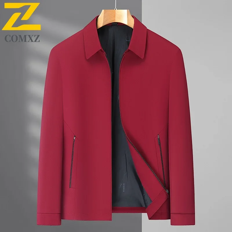 سترة رجالي COMXZ بسيطة مقاومة للتجاعيد وياقة واقفة للسفر في الهواء الطلق معطف مقاوم للرياح ملابس خارجية خفيفة الوزن للخريف يوميًا #2