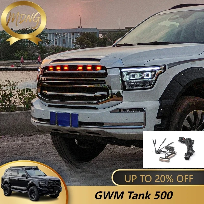 Front Grille Led Yellow Light Smoked Amber White Daytime Running Lights for Great Wall Tank 500 Car Decoration Lamp