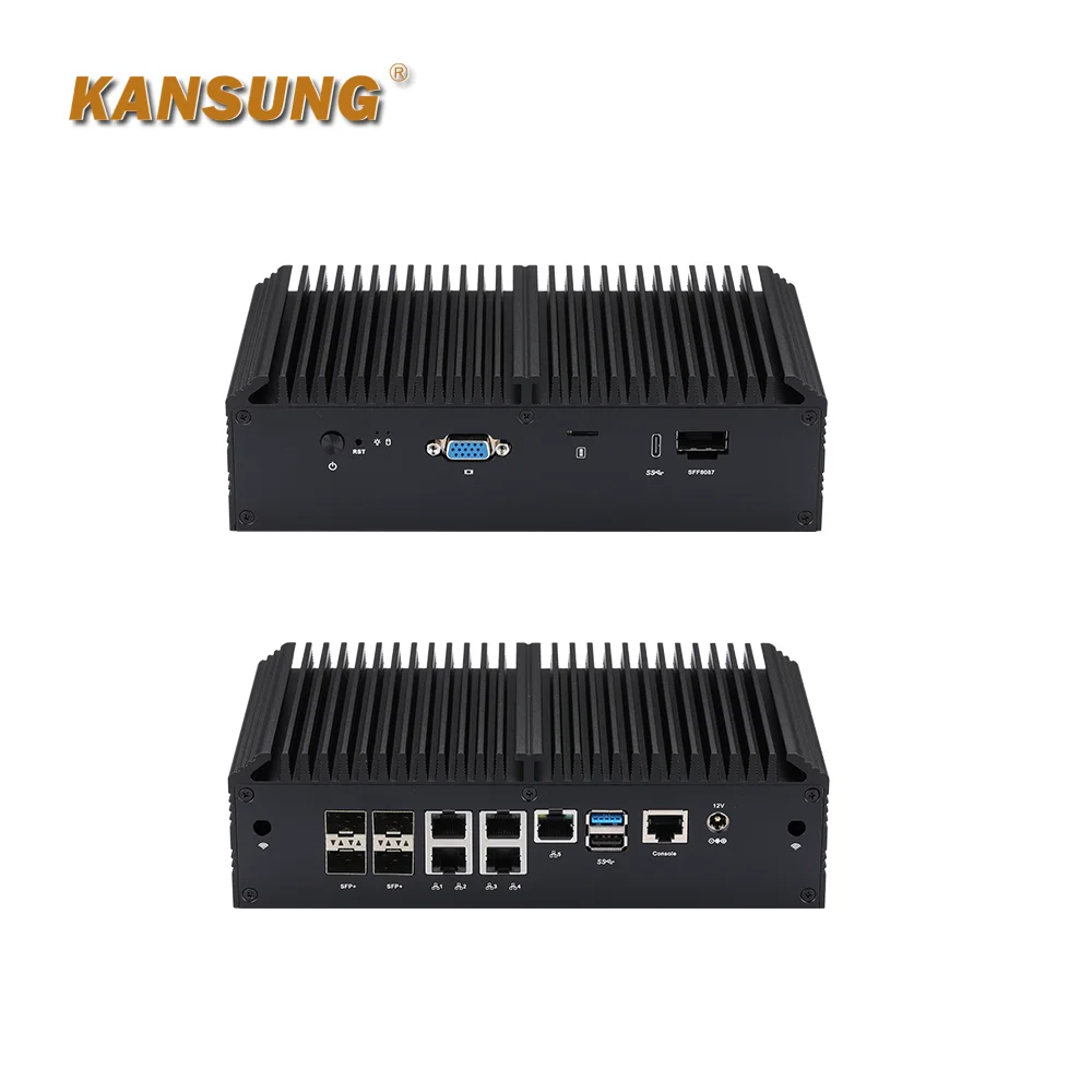 Kansung Denverton Atom C3338R touristes Core Processeur DDR4 Jusqu'à 64G avec 5 I226-V 2.5 Gigabit LAN 12V 5A RS-232 Mini PC