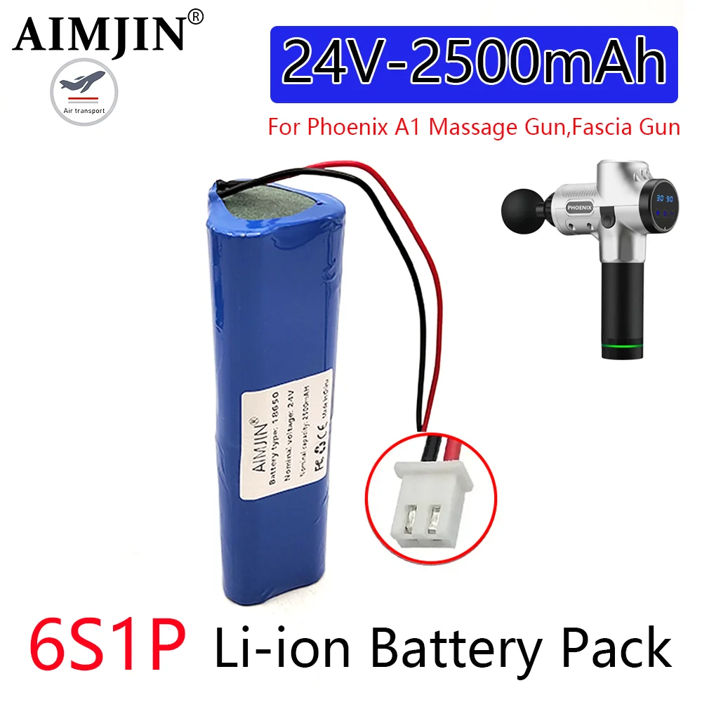 6s1p Rechargeable 18650 Battery Pack for Phoenix A1 Massage Gun,Fascia Gun With BMS DIY Install New 24V 2500mAh Li-ion