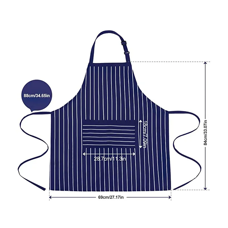 

Unisex Kitchen Striped Scarf Apron Cotton-Polyester Chef Uniform for Restaurant Coffee Shop Barbecue Customizable Logo