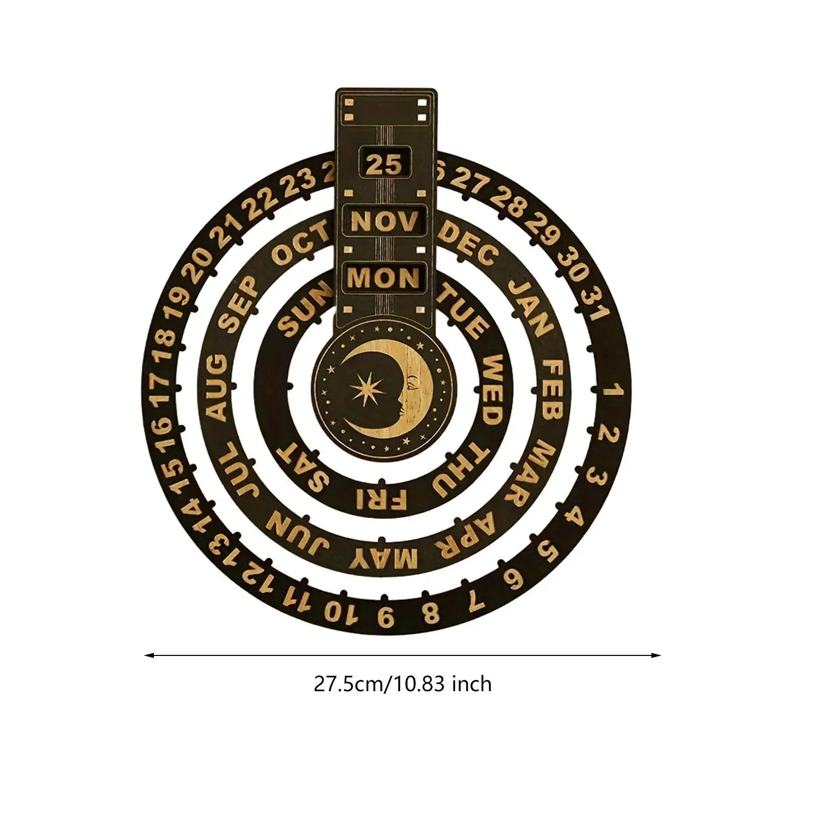 Вращающийся календарь, вечный календарь, художественный настольный ремесленный деревянный диск, календарь, орнамент для домашнего камина, книжная полка