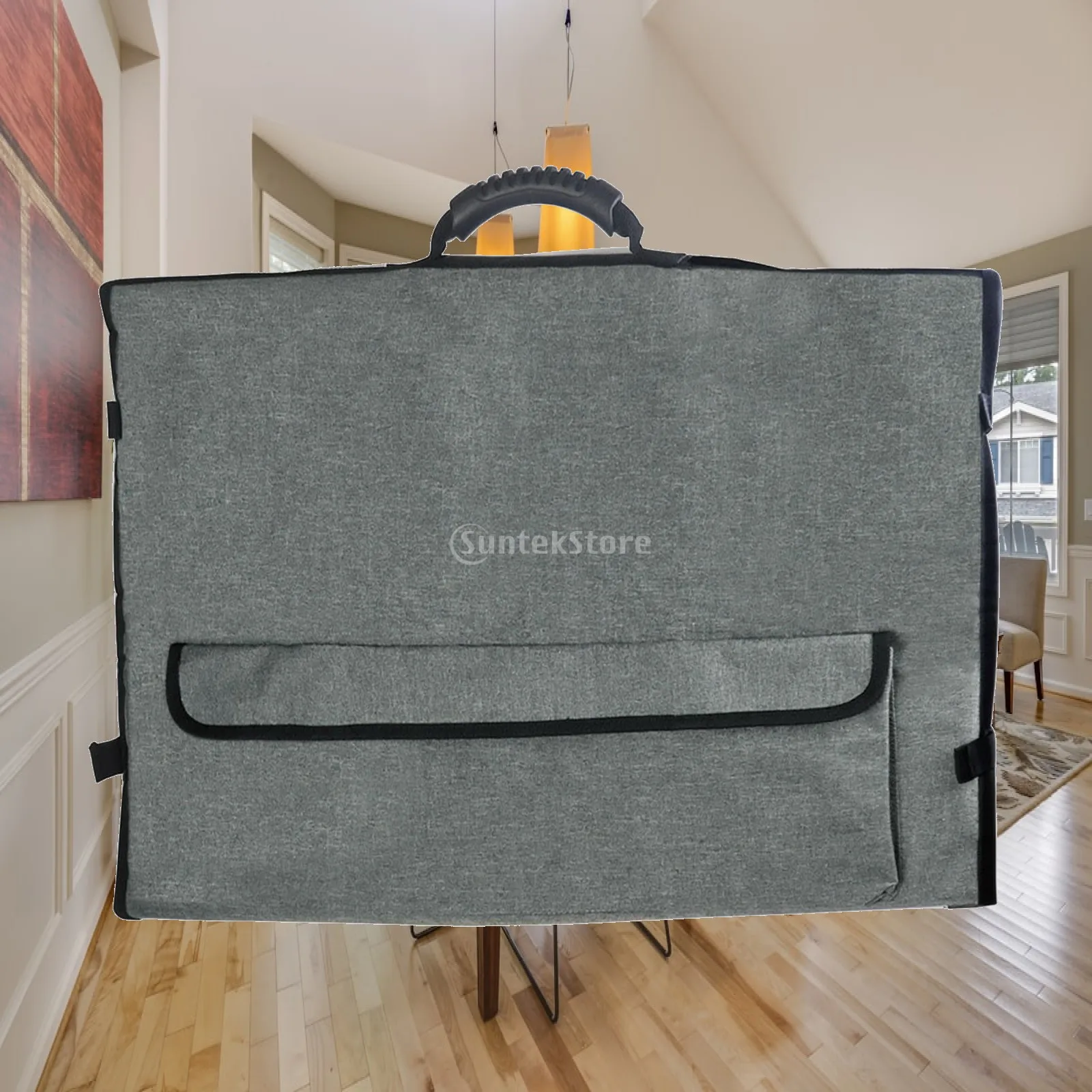 Lightweight Monitor Carrying Case for 27 Inch Desktop Screen Oxford Cloth Dust Protection Bag with Keyboard and Adapter Pockets