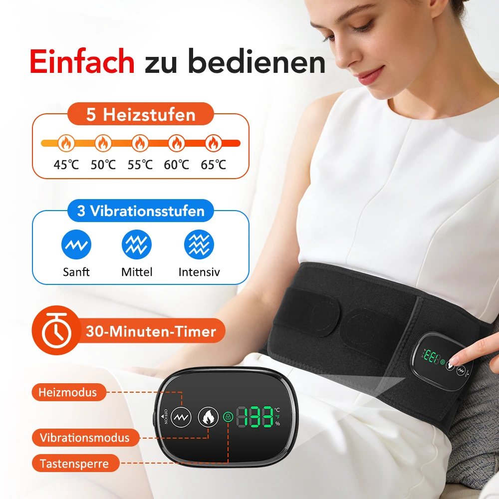 Waist Belt Rechargeable Heated Massage Lumbar Support with Adjustable Warmth Vibration a built-in support steel plate