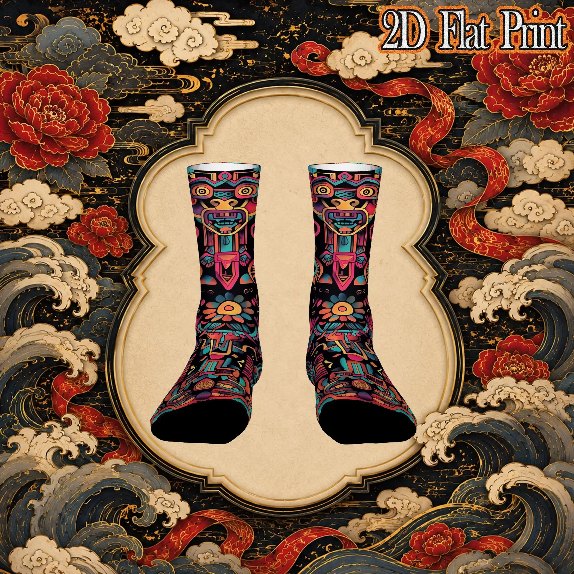 Tradition Maya Graphic Vintage  Hip Hop Novelty Casual Crew Creative Sock Sports Socks