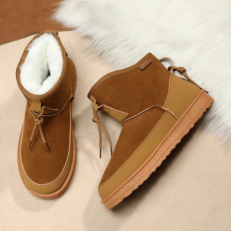 الشتاء الرجال أحذية الثلوج منصة الدافئة الفراء الجلد المدبوغ أحذية للرجال في الهواء الطلق مريحة أحذية قطنية غير رسمية للرجال بوتاس الفقرة Hombre #2