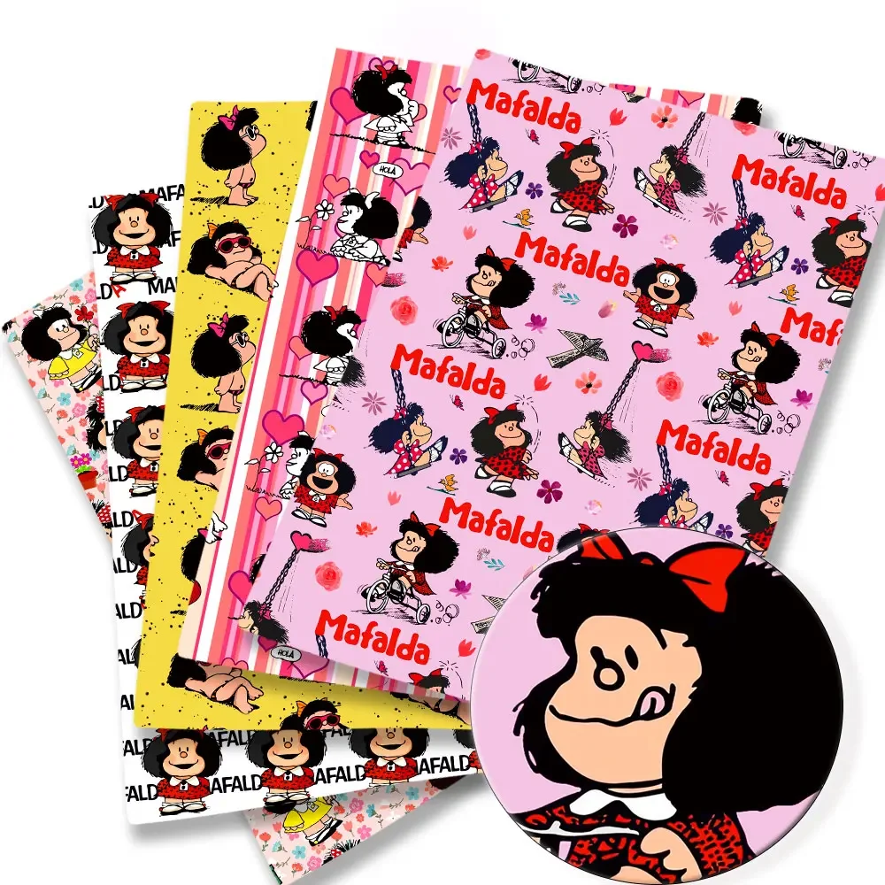 Mafalda tkanina Cartoon140*50cm ręcznie szycie Patchwork pikowanie sukienka dla dzieci prześcieradło domowe tkanina z nadrukiem tkanina do szycia