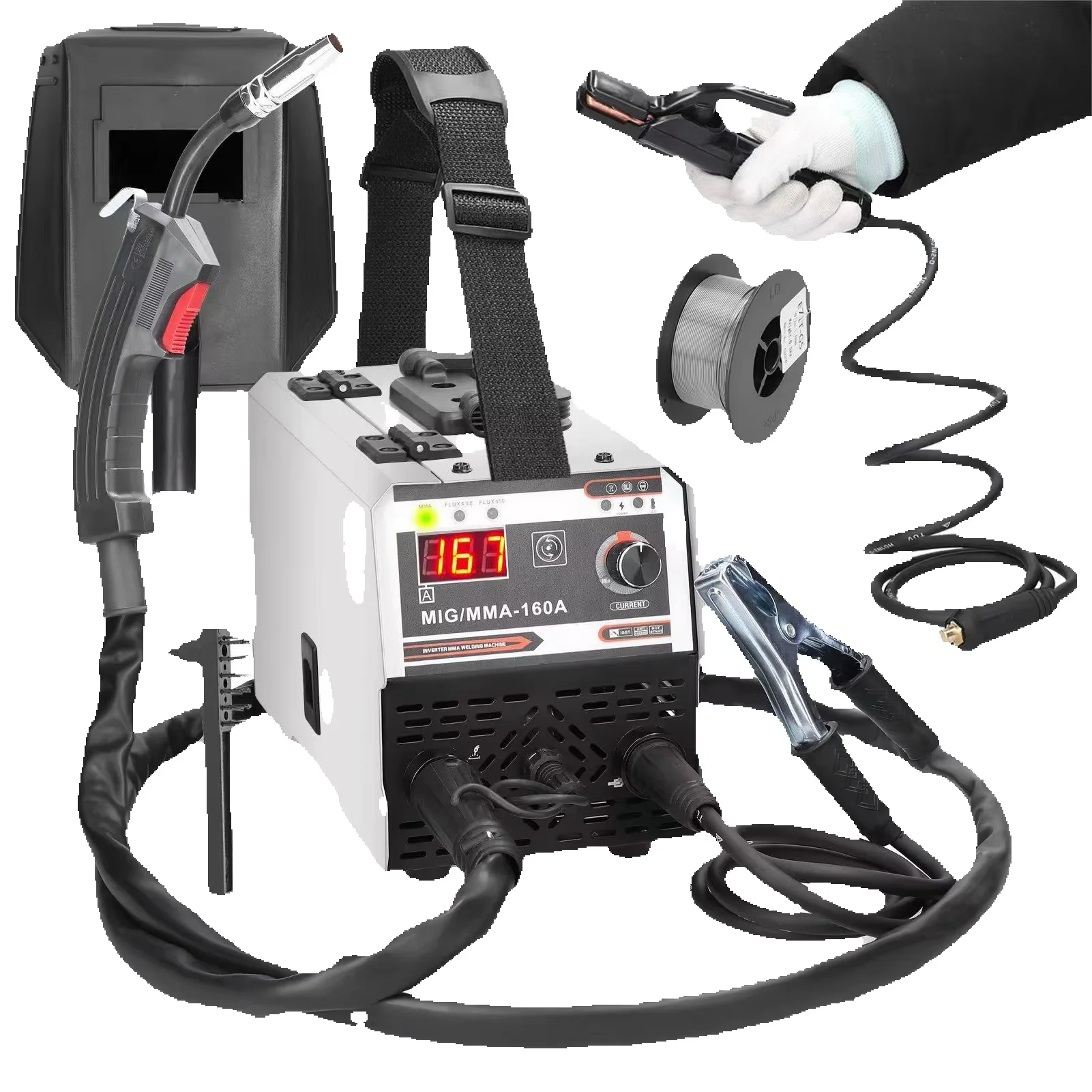 Soudeuse MIG MMA 2 en 1, inverseur IGBT, soudage à l'arc manuel protégé par du dioxyde de carbone, outils de soudage DC polyvalents pour ateliers domestiques