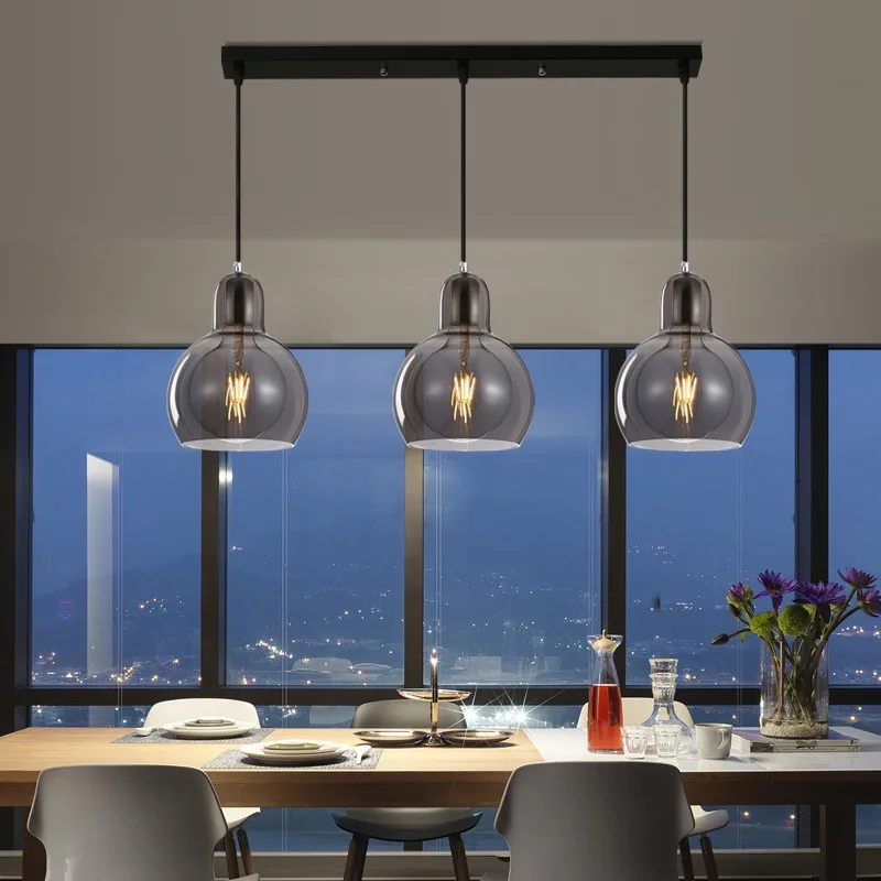 ما بعد الحداثة العنبر الزجاج ممفيس قلادة LED مصباح الحديثة الشمال ديكور المنزل غرفة المعيشة غرفة نوم شرفة جو الثريا