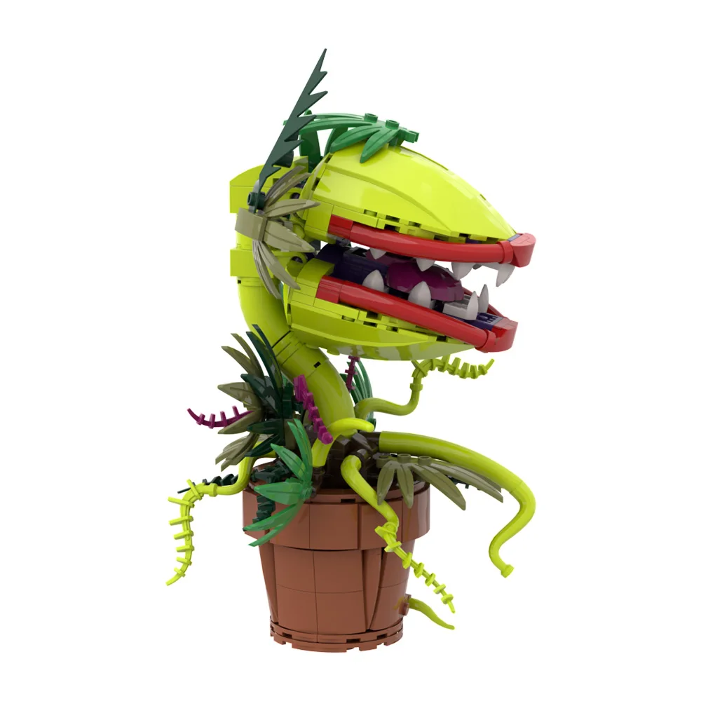 MOC Alien Piranha Model Building Blocks Crazy Flower Shop Horror Green Piranha Plant Potted Assembled Brick Toy Gift