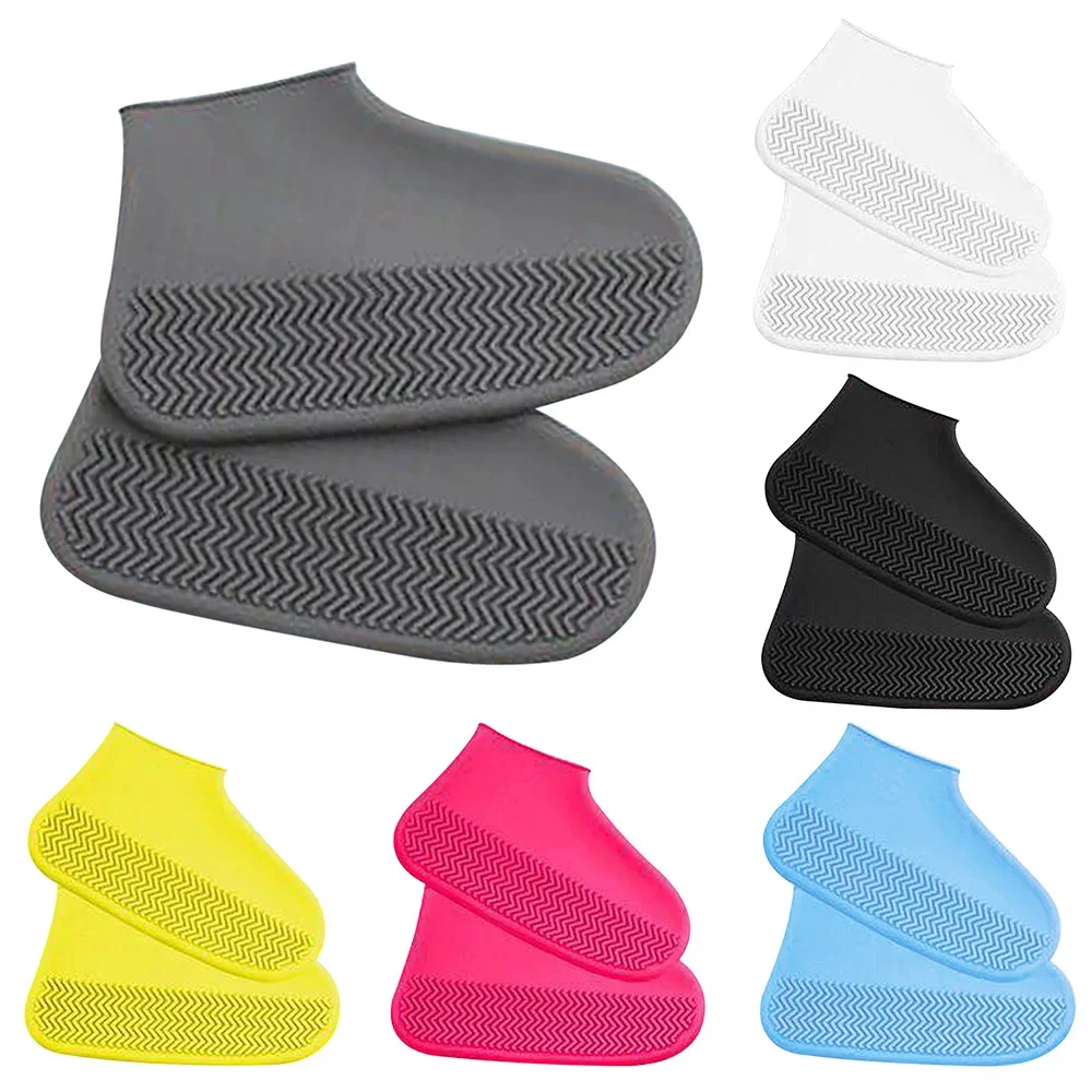 1 Pair Reusable Rubber Rain Boot Overshoes, Waterproof Non-Slip Shoe Covers for Outdoor Work, Cycling, Hiking and Commuting