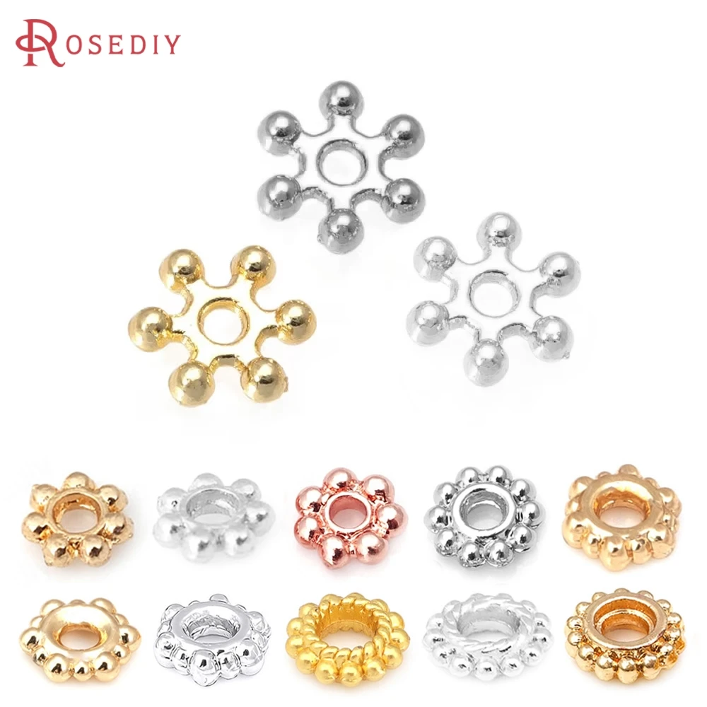 Pulseras espaciadoras de flores de latón de Color dorado de 18 quilates, cuentas, suministros de joyería de alta calidad, collar, pendientes, accesorios para mujer