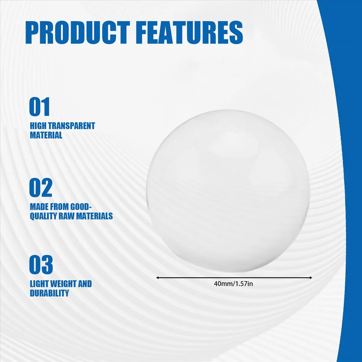 (HOPE) Transparent color Glass Crystal Ball Healing Sphere Photography Props ball Decor 40Mm