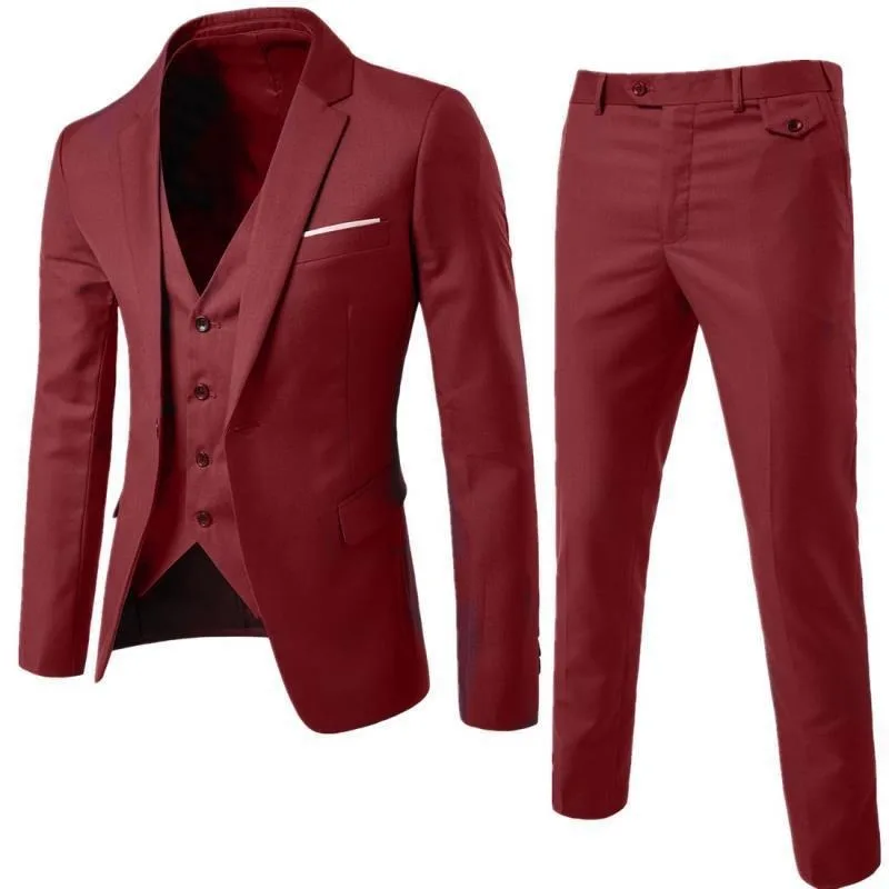 Business Casual Suit Three-piece Groom Best Man Wedding One-button Suit Suit