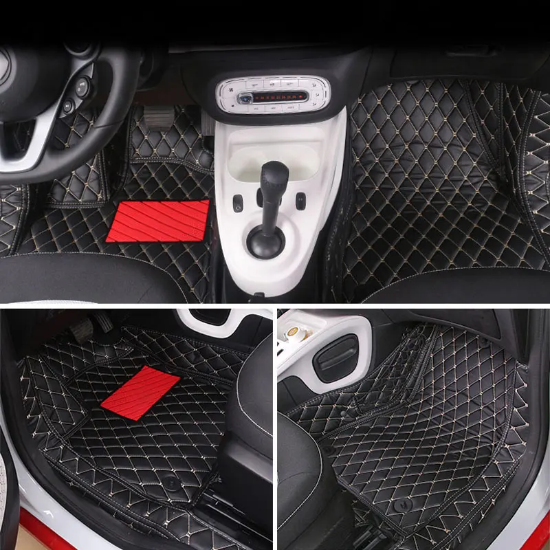 4 Pcs Car Fully Enclosed Silk Ring Double-Layer Foot Pads Non-Slip For New Mercedes Smart 453 Fortwo Car Accessories Interior