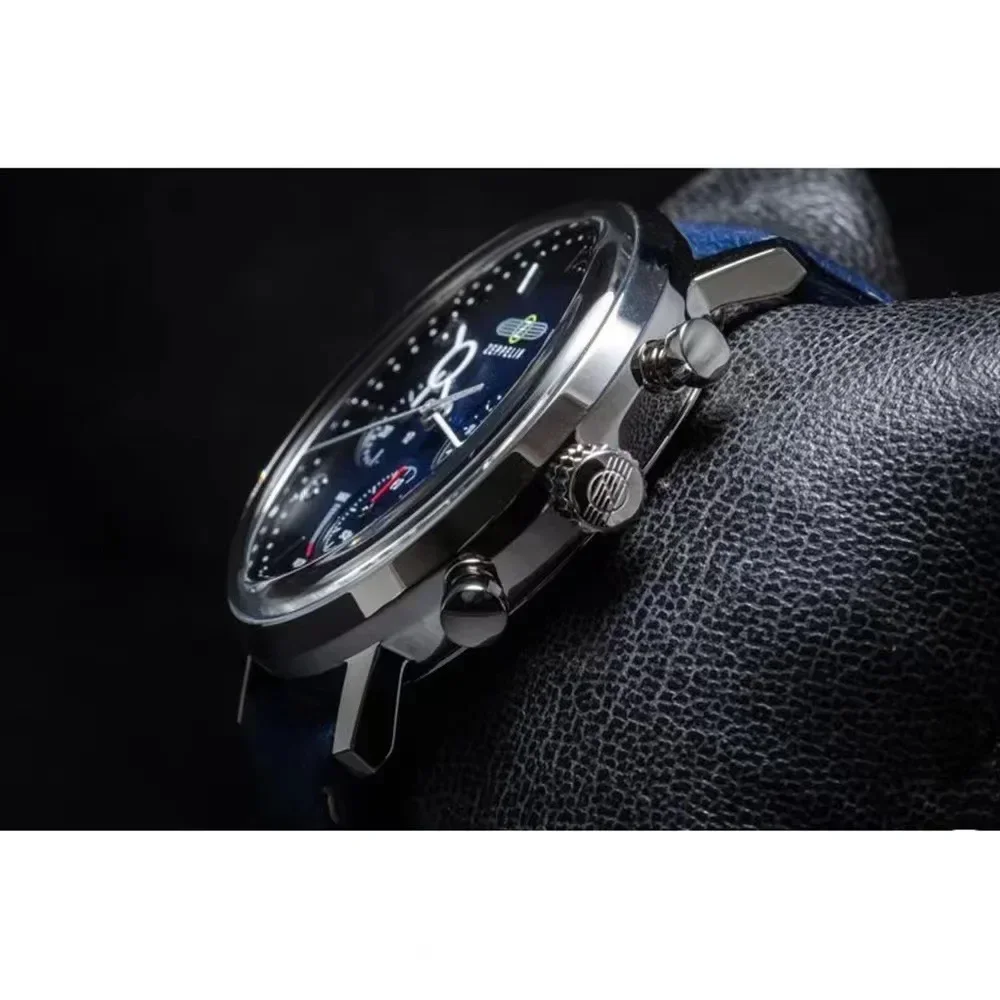 Men's Watches Business Wrist Watch Luxury Leather Strap Automatic Multifunctional Chronograph Hindenburg Series Top Quartz Watch