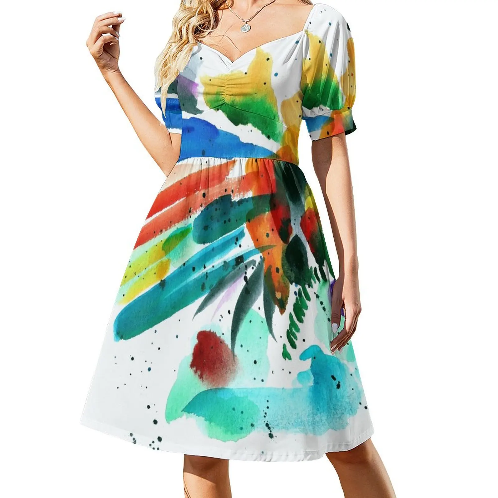 

Colorful Abstract Splash IN Watercolor Painting Dress dress summer summer dress woman 2024