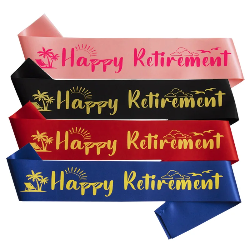 Happy Retirement Sash for Men Women Blue Black Retired Satin Sashes Belt scarf Elderly Adult Retirement Party Decoration Favor