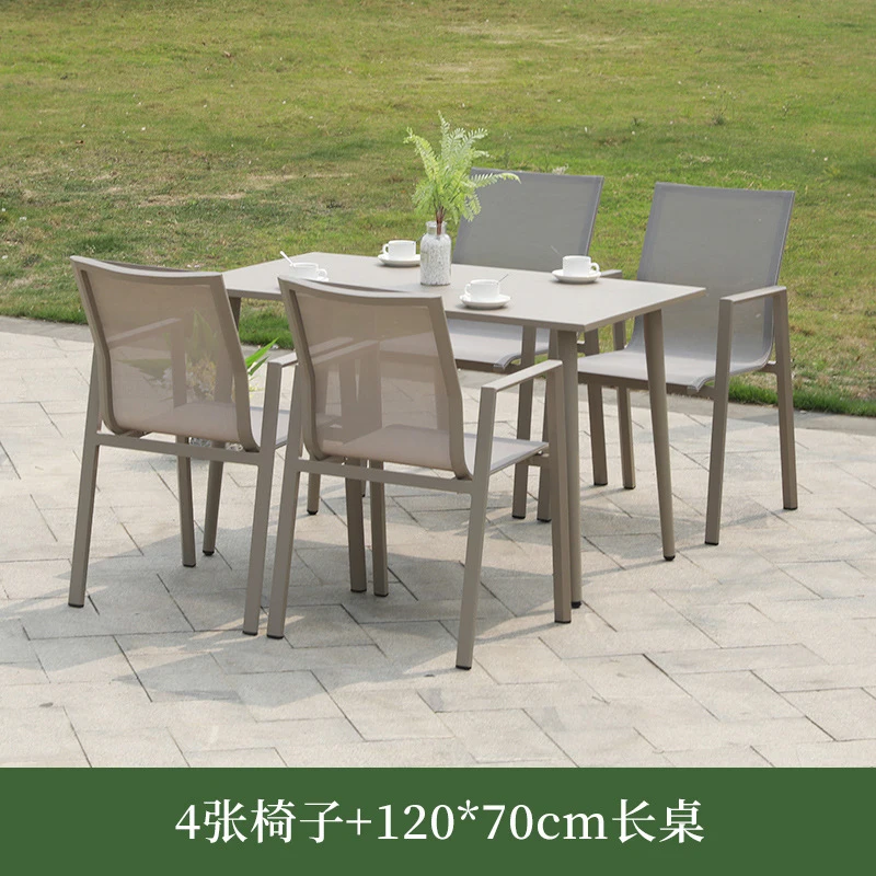 Outdoor Table And Chair Set，Outdoor Table And Chair Set In Nordic Minimalist Style, All-Aluminum, Courtyard, Open-Balcony Furnit