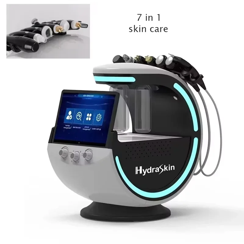 Ice Blue Ultrasound Skin Care Cryotherapy Microdermabrasion Machine with Magic Mirror Hydro Facial Oxygen Treatment System