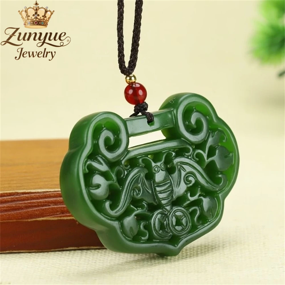 

Natural Hetian Jade Carved And Hollowed-Out Bat-Shaped Jade Pendant Luxury Quality Jewelry Fashion Jewelry Exquisite Charms Gift
