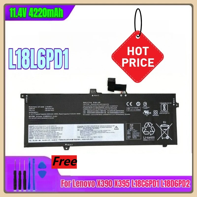 

11.4V 4220mAh L18L6PD1 Laptop Battery for Lenovo X390 X395 L18C6PD1 L18D6PD2