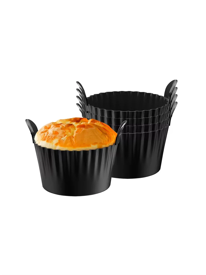 1/4 Stuks Siliconen Cupcake Mallen Non-stick Hittebestendige Bakvormpjes Voor Air Friteuse Ovens Air Friteuse Siliconen Mand Ei Poacher - afbeelding 2