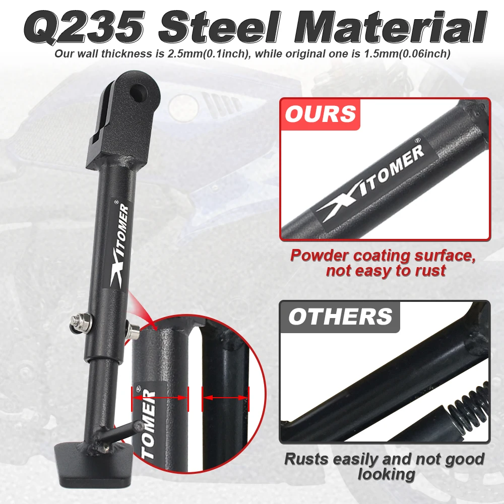 Motorcycle Steel Adjustable Kickstand For Yamaha YZF-R7 2022 2023 2024 2025 2026 Black Kick Side Stand Sikestand Parking Bracket