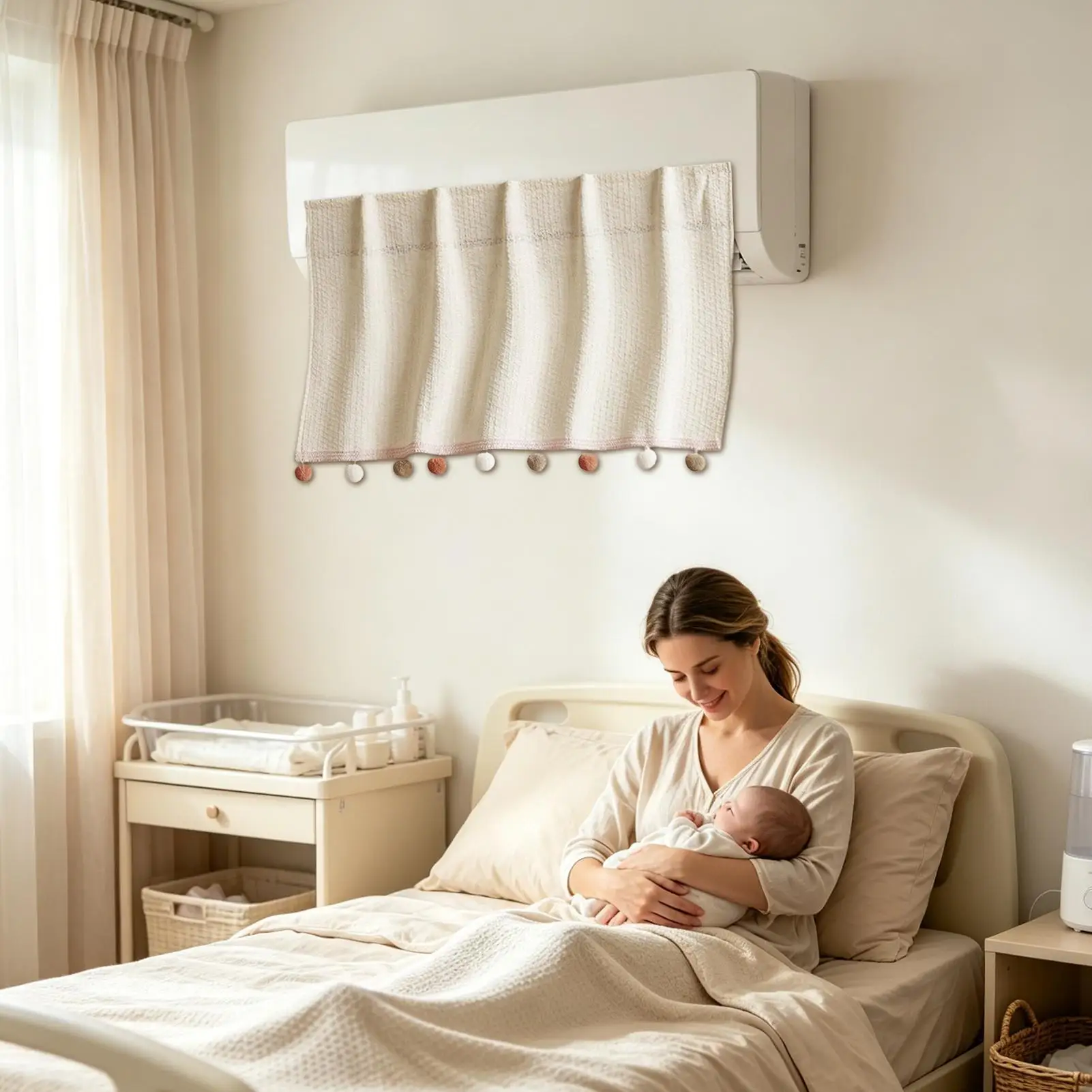 Air Conditioner Deflector Drape Easy-Install Dustproof Cover Home Ac Deflector Shield For Bedroom Living Room Dorm Meditation