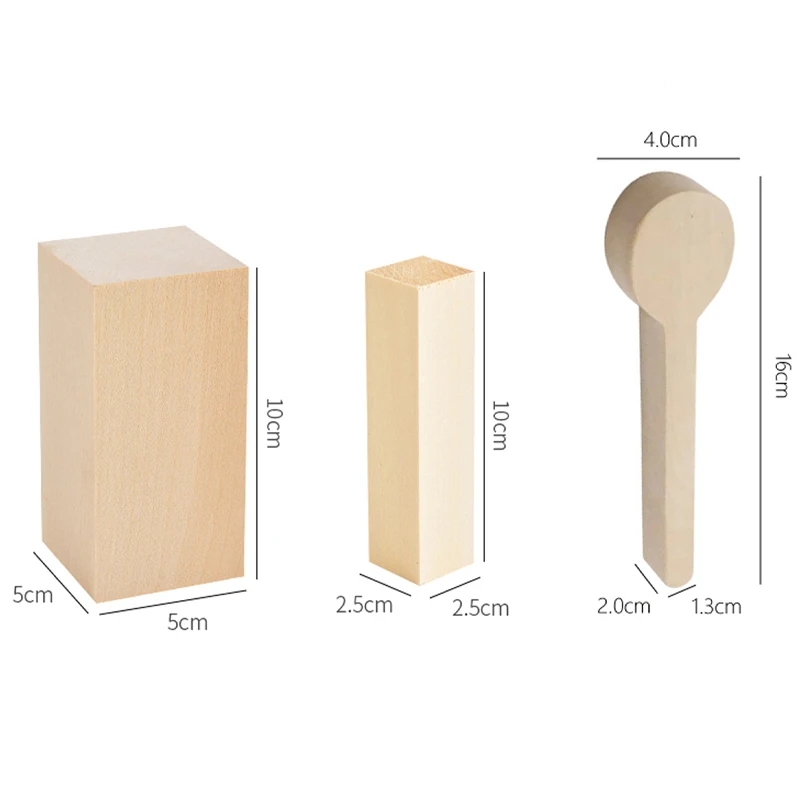 Wood Block Anti-cut Gloves  Handmade DIY Novice Square Original Solid Wooden Spoon Carving Accessories Board Woodworking Carving