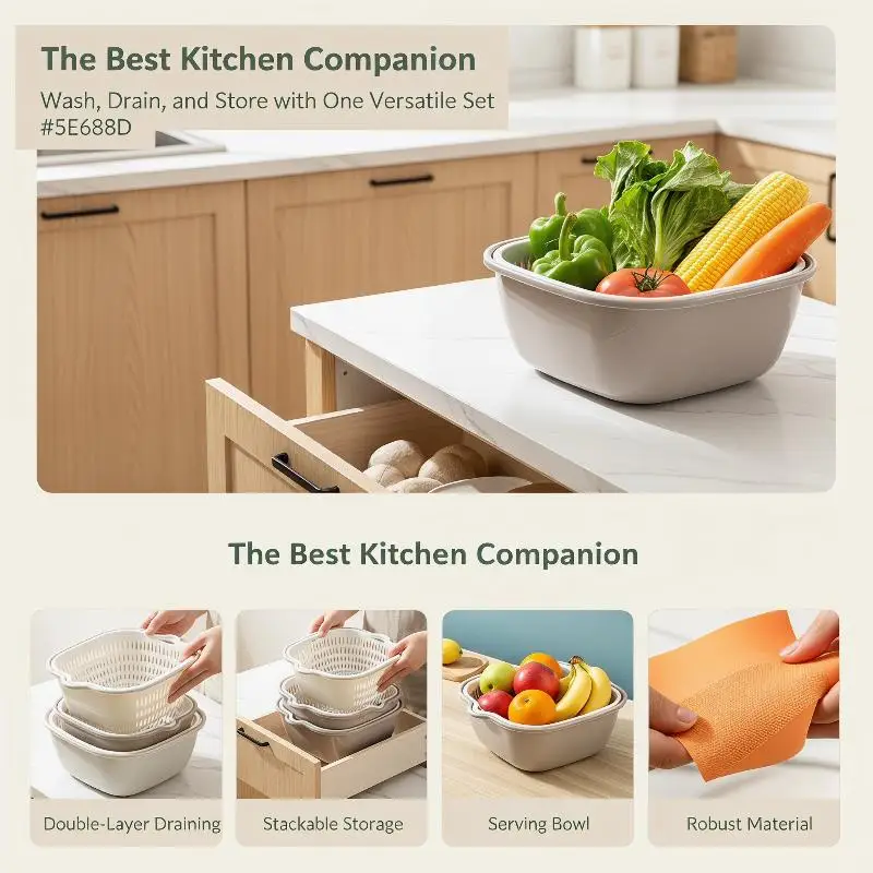 

2/6/8Pcs Kitchen Sink Vegetable Drainer Fruit Basket For Fruit Washing Plastic Basin Vegetable Washing Basin Drain Basket Basin