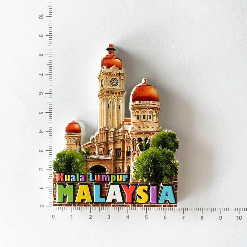 3D Resin Malaysia Kuala Lumpur Building Fridge Magnets Cute Refrigerator Magnet with Colorful Letters for Home Decor Small Stron