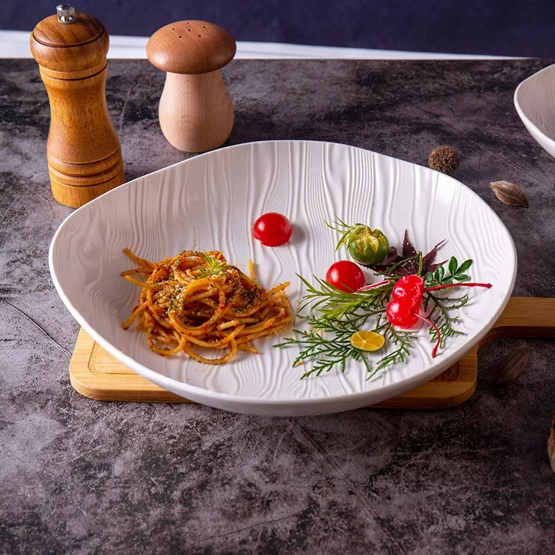 

Deep Plate Ceramic Salad Bowl Creative Vegetable Light Luxury Soup e Tableware Fried Vegetable Plate Premium