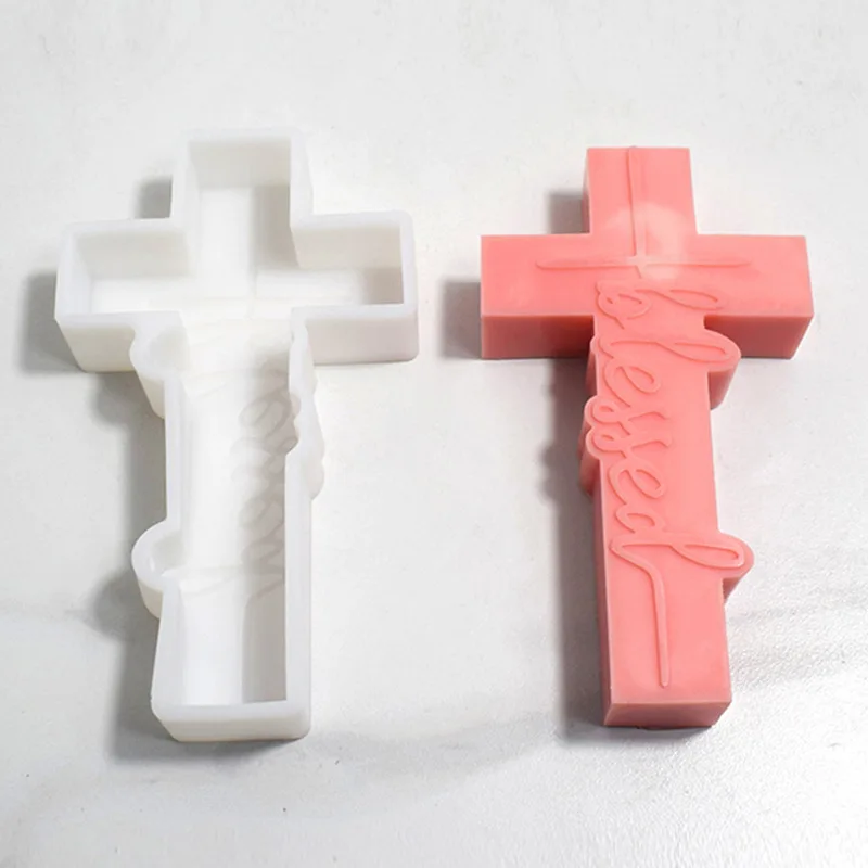 Christianity Cross Candle Silicone Mold Rune Cross Redemption Gypsum Candle Handmade Resin Soap Making Mould Craft Decor Gifts