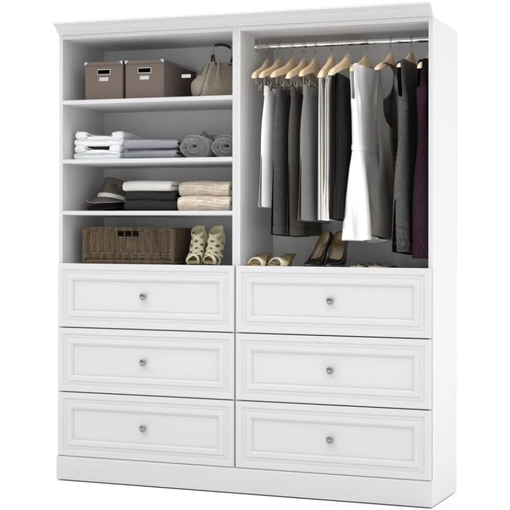 Versatile Closet Organizer System, 72-inch Platinum Gray Wardrobe and Drawers for Home Storage, Bedroom, Laundry, or Entryway