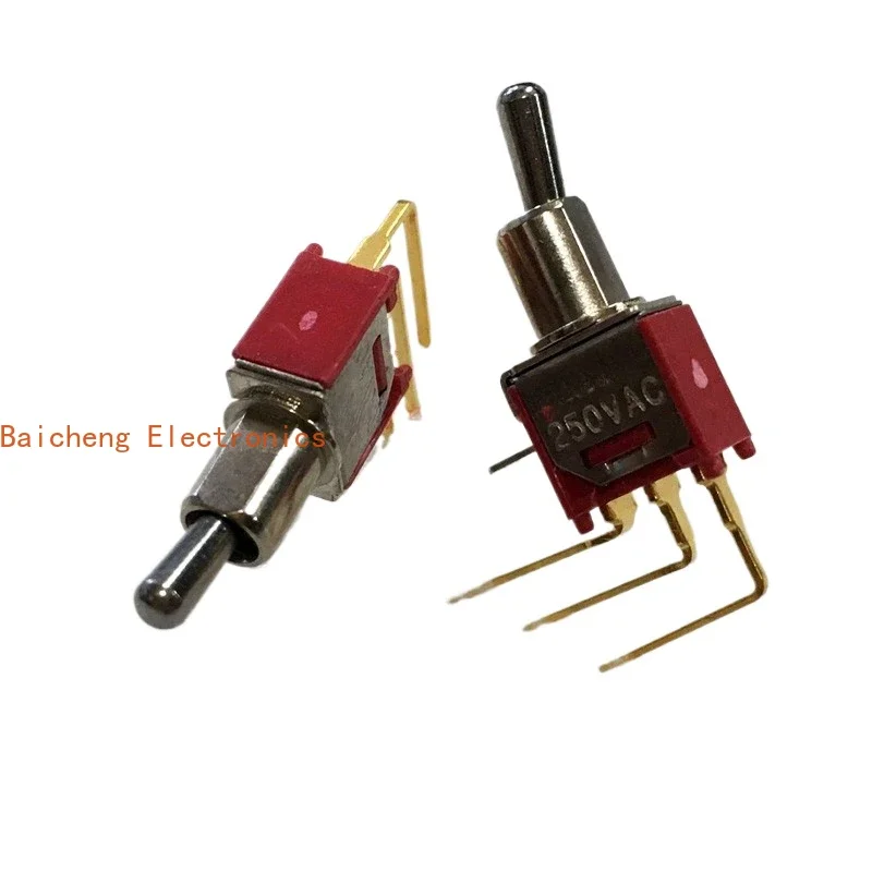 10PCS Micro 5mm TS-8 toggle switch with 2nd gear and 3rd foot side bending gold foot TS40-T rocker arm twist