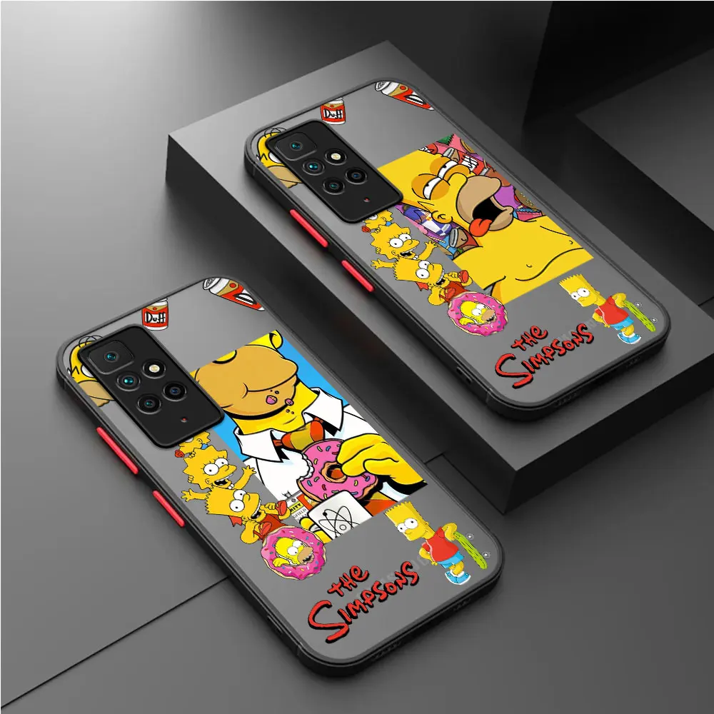 The Simpsons-Homer Matte Case For Xiaomi Redmi Note 11 Pro 12 10 9S 12C 8 10A 10C 7 8T Silicone Soft Phone Cover