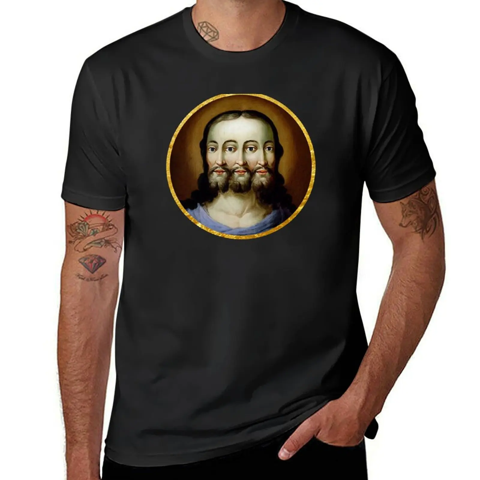 Three faced Jesus T-Shirt cute clothes blanks oversizeds vintage clothes t shirt for men