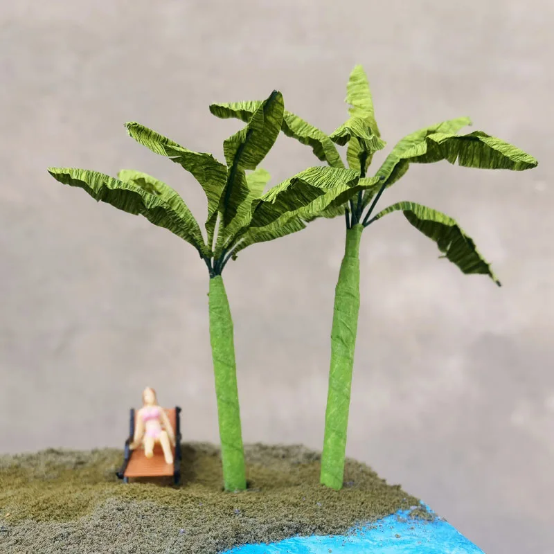 5/6/9cm Miniature Simulated Palm Tree Model Coconut Tree Wire Banana Tree Sand Table Beach Landscape Decoration Train Layout