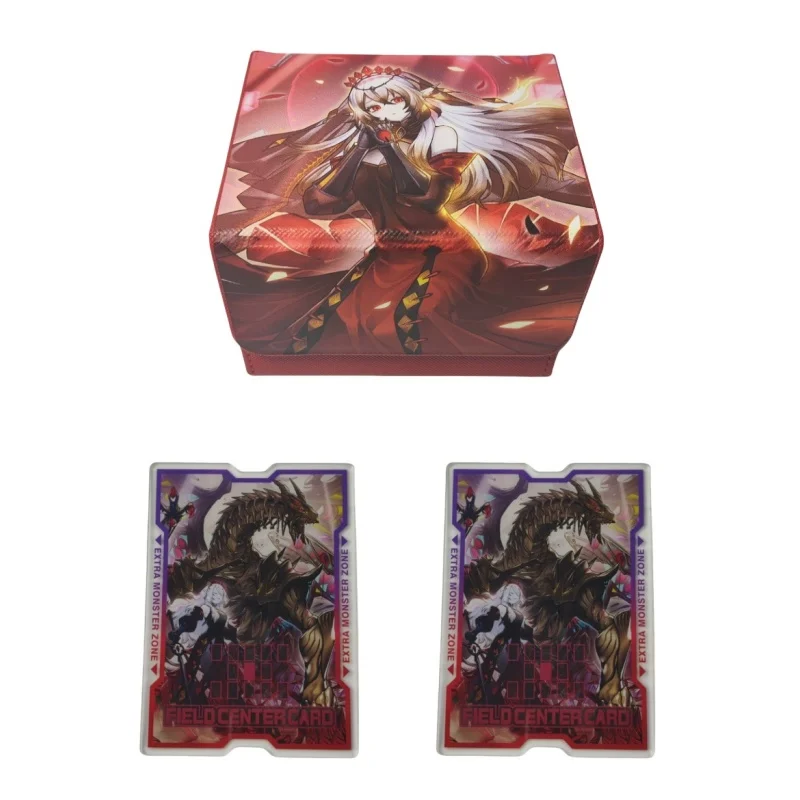 

Yu Gi Oh Card Box Diy Red Cartesia Anime Game Ocg Tcg Ptcg Trading Card Storage Box Pu Leather Collection Box 100+