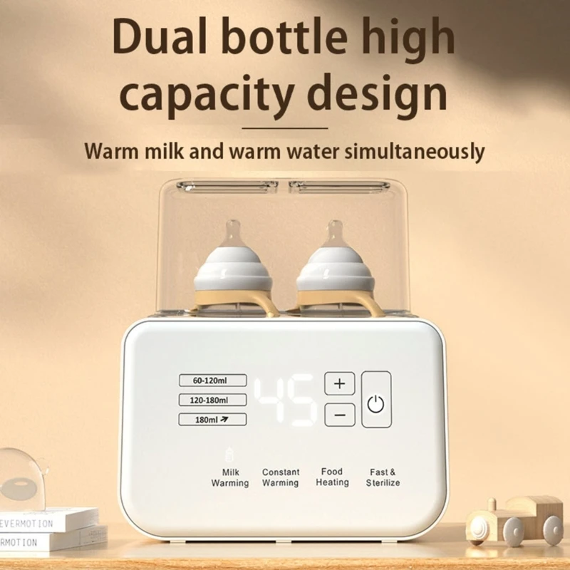 Efficiënte babyflessenwarmer met dubbele functionaliteit, fastfoodverwarming en sterilisator, 0,8 l, grote capaciteit